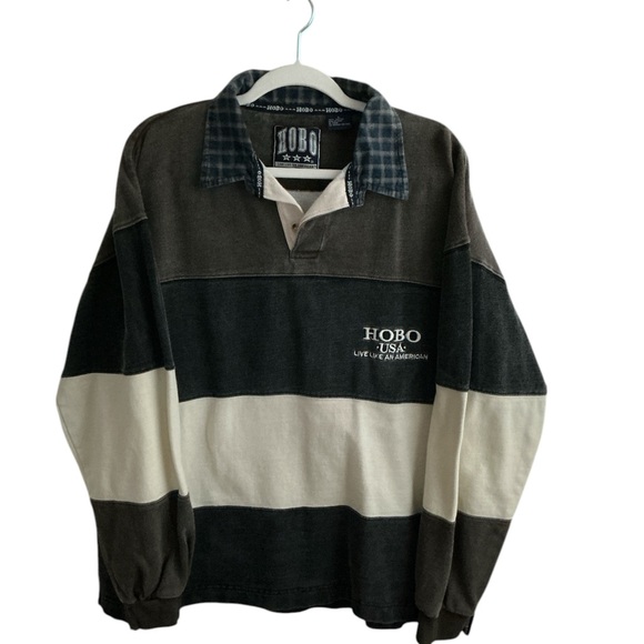 Vintage Men's HOBO USA Hoban Rugby Polo Shirt- Live Like An American